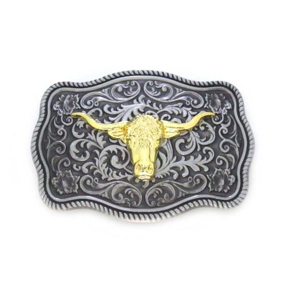 7493 Western Belt Buckle Cowboy Rodeo Long Horn Bull Belt Buckle